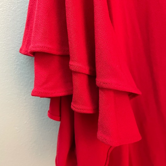 Bright Red Ruffle Sleeve Top - Picture 3 of 4